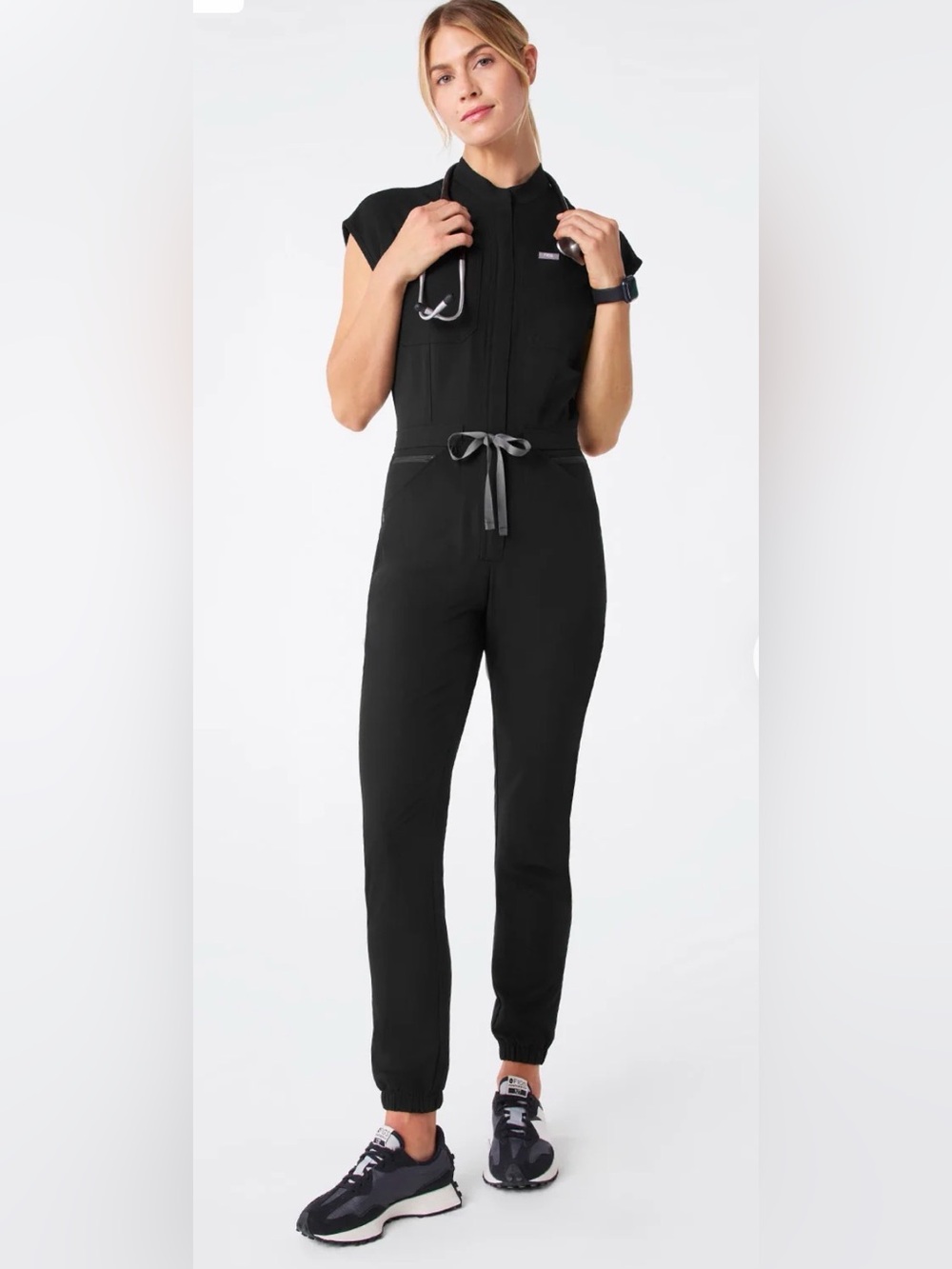 FIGS Womens Rafaela Cargo Scrub Jumpsuit Medical Uniform Utility Pockets Stretch